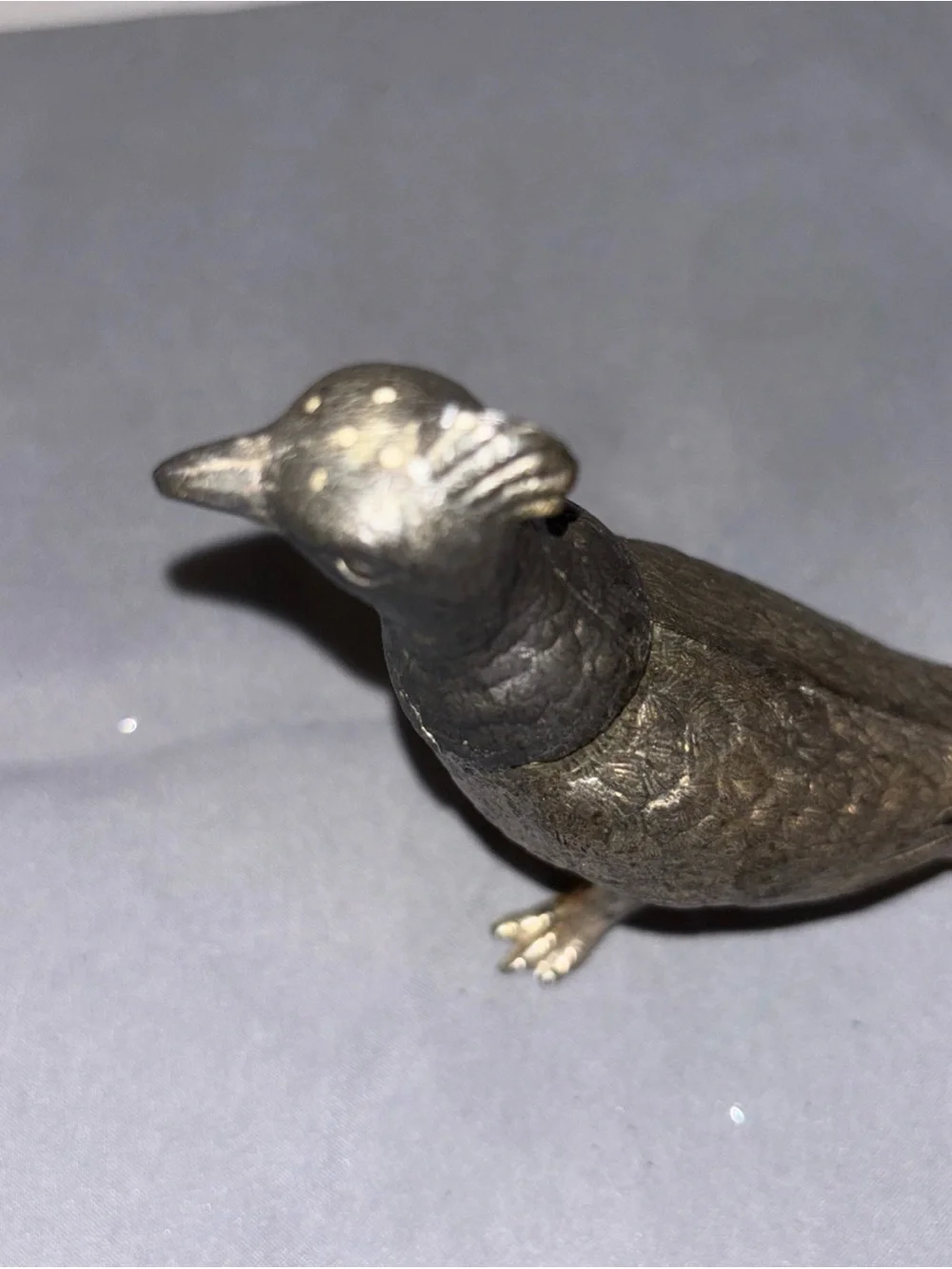 Decorative Metallic Bird Figurine - Silver salt and pepper shaker